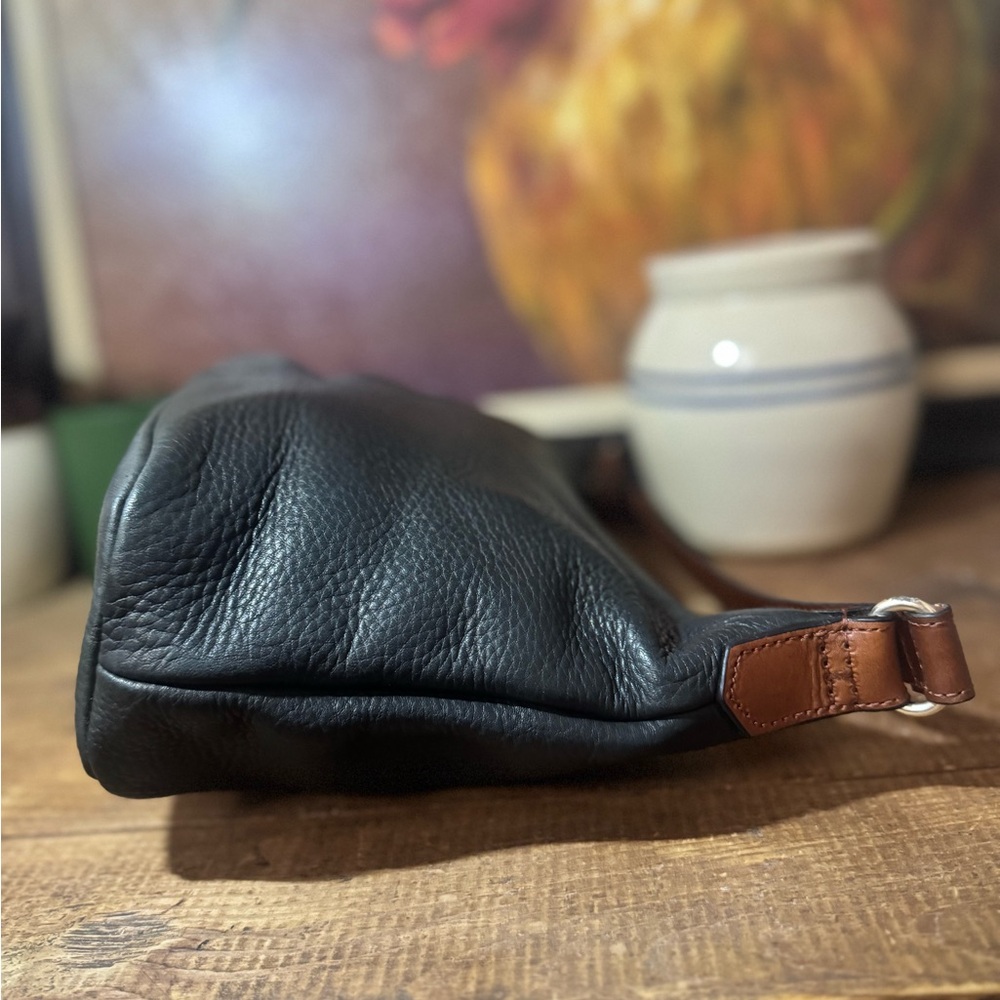 Fossil Black Leather Hobo Bag with Brown Accents #75802 - Picture 10 of 13
